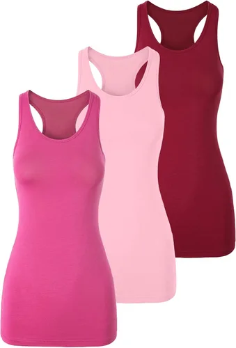 Vista 22 de TAIPOVE Camisetas largas sin mangas para mujer de algodón para capas con espalda cruzada extra largas para ropa deportiva, paquete de 3