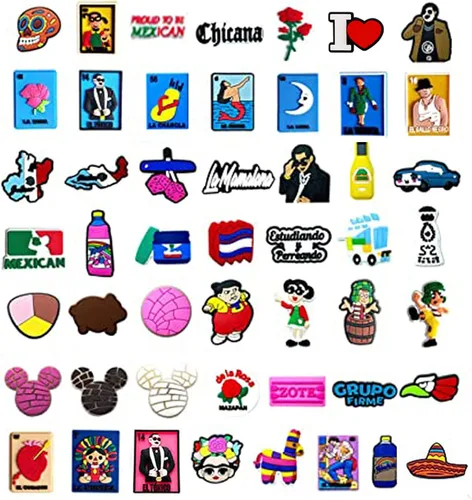 Vista 2 de 50,100,150 PCS Mexican Inspired Shoe Charms for Croc Clog Sandals, Deluxe Accessories Charms for Adults Women Men Party Favor