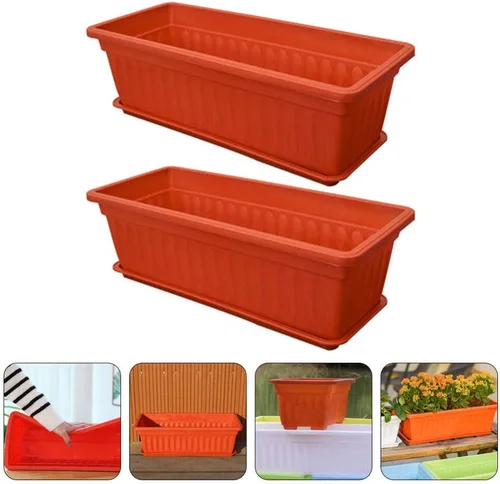 Vista 5 de DOITOOL Macetas rectangulares para plantas de interior, 2 unidades, macetas de ventana para patio, macetas para exteriores, rectangulares