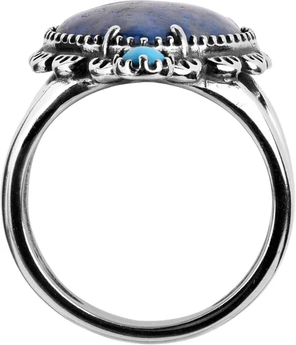 Vista 5 de American West - Anillo de plata de ley con diseño de lapislázuli, turquesa y corazón de concha, tallas 5 a 10