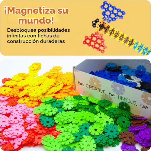 Vista 7 de PicassoTiles Juego de 600 fichas de construcción entrelazadas con bloques de disco creativos, juguetes de aprendizaje STEM para educación temprana
