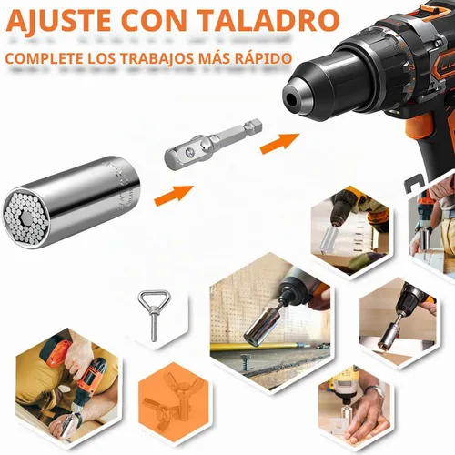 Vista 5 de Kit de herramientas de llave de vaso universal de 0.39 a 0.79 pulgadas, juego de herramientas de agarre con llave de trinquete 3/8, adaptador