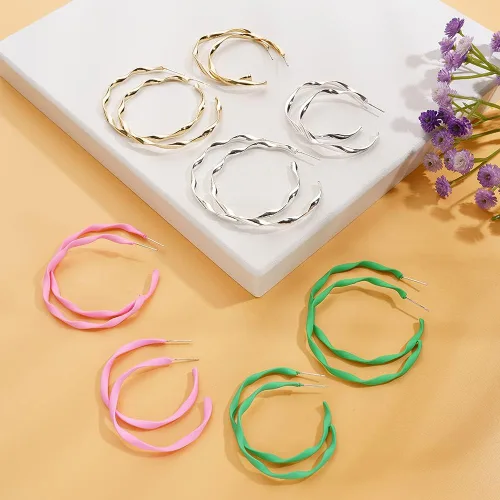 Vista 3 de Nonsucheer 10 pares de aretes para mujer, aretes coloridos Y2K, aro de tubo pequeño y aro grueso, paquete de regalo de joyería para mujeres y niñas