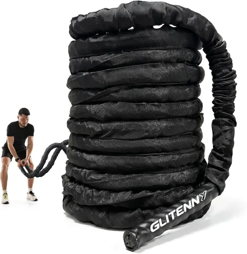 Vista 7 de Cuerda de batalla rosa de 1 pulgada, 30 pies, cuerda de batalla para gimnasio en casa, ejercicio para entrenamiento de ejercicio, entrenamiento