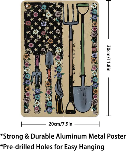 Vista 2 de AMOGHASIDDHI Letrero de metal de jardinería, herramientas de jardín, póster de metal vintage de aluminio, 8 x 12 pulgadas, letrero de pintura