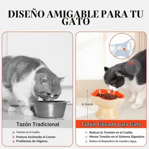 Vista 5 de S&Q's CERAMICS Tazón de Alimentación Lenta Elevado para Gatos, Tazón de Comida de Cerámica y Vidrio para Perros Pequeños de Alimentación Lenta