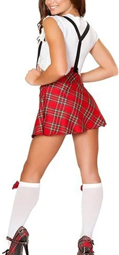 Vista 2 de Unibaby Conjunto de lencería sexy para mujer, uniforme de colegio, cosplay, falda halter con tiras