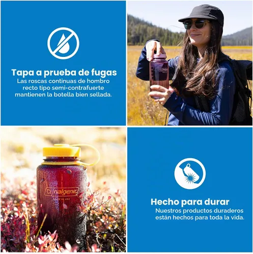 Vista 3 de Nalgene Botella de agua de boca ancha de 32 onzas, azul pizarra