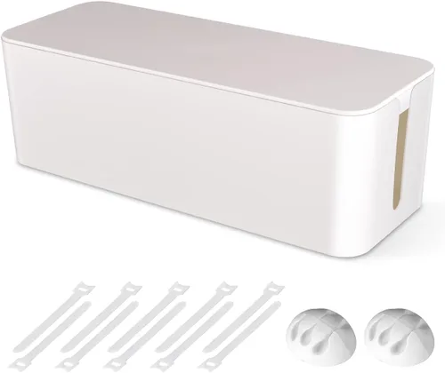 Vista 8 de Caja organizadora de cables, caja organizadora de cables grande para ocultar la regleta de alimentación y debajo del escritorio, organizador de Negro