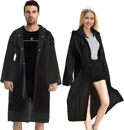 Vista 29 de Abrigos de lluvia (paquete de 2) – Ponchos de lluvia reutilizables de EVA para adultos, chaquetas impermeables para hombres y mujeres