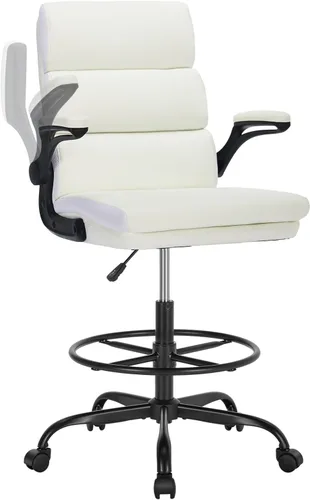 Vista 9 de Silla de Dibujo Silla Alta de Oficina con Reposabrazos Abatibles Acolchados Silla de Escritorio de Pie Ergonómica Ejecutiva para Computadora