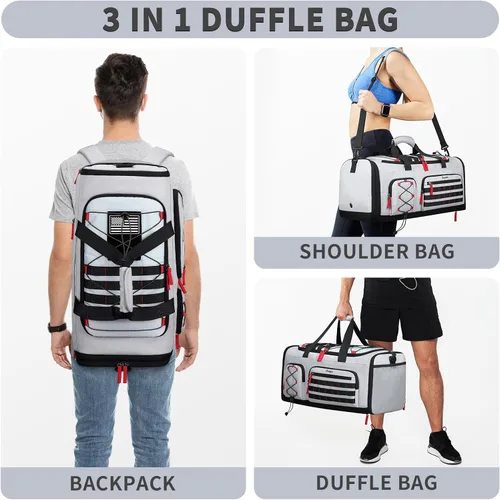 Vista 5 de Bosstin Bolsa de gimnasio para hombres y mujeres, 45L de viaje, bolsa de lona deportiva, mochila de viaje para gimnasio y fin de semana