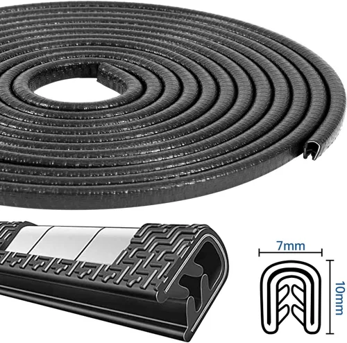 Vista 2 de Protectores de Borde de Puerta de Coche, 5 m, Protector de Goma para Borde de Puerta de Coche, con Protección en Forma de U, Protector de Borde