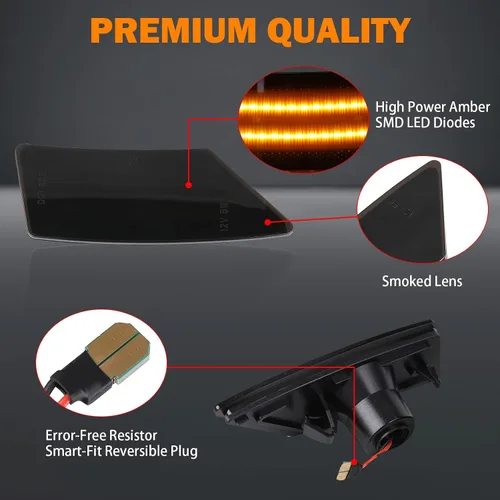 Vista 4 de Luces LED de marcador lateral para Ford Ranger Lariat XL XLT 2019 2020 2021 2022 Ranger lente ahumada marcadores laterales negros lámpara
