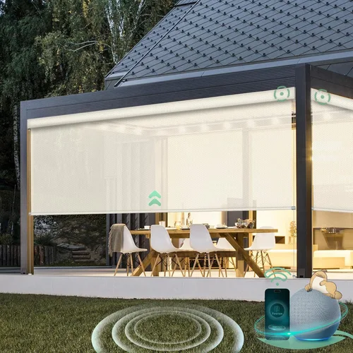 Vista 7 de Yoolax Motorized Matter - Persianas para exteriores compatibles con Alexa, pantallas retráctiles de patio con control remoto, persianas enrollables