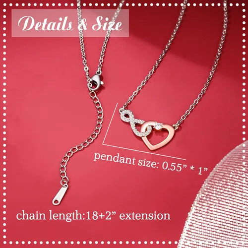 Vista 3 de Shonyin Delicado collar de corazón infinito para mamá en el día de la boda, madre de la novia, madre del novio, novia, dama de honor