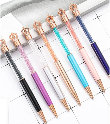 Vista 2 de Bolígrafos personalizados con nombre grabado con texto y nombre de lujo, corona de diamante sintético, bolígrafo de regalo personalizado para niñas