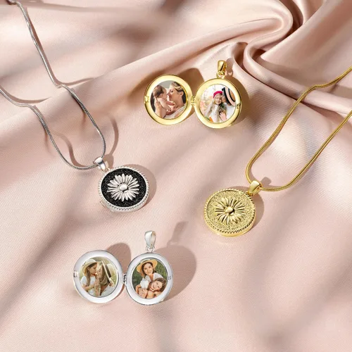 Vista 5 de Fancy Sue - Collar con medallón vintage para mujeres y niñas que sostiene imágenes, collar personalizado con foto personalizada con imagen