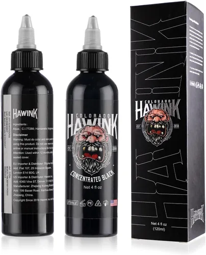 Vista 2 de HAWINK Tinta negra del tatuaje 4oz (4.1 fl oz) del pigmento amistoso suministros concentrado negro ti203-120-002
