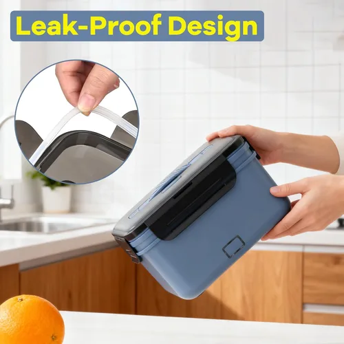 Vista 7 de Monteka Fiambrera eléctrica inalámbrica para adultos, calentador de alimentos portátil recargable de 1.8L, lonchera calentada, regalos de elefante