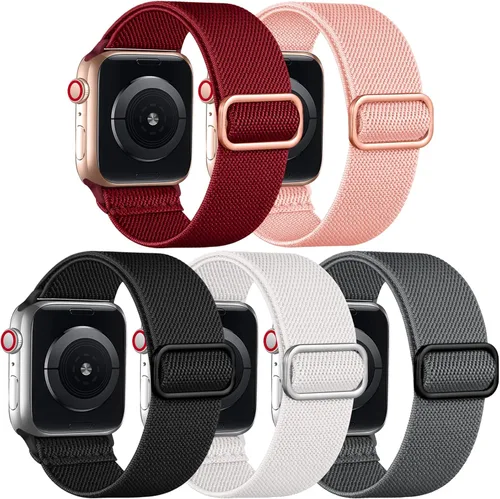 Vista 11 de Adorve - Correa elástica compatible con correas de Apple Watch para hombres Negro/Rosa arena/Verde pino/Starlight/Leopardo