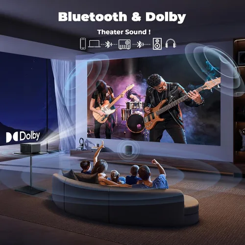 Vista 9 de Proyector con WiFi y Bluetooth: [1800 ANSI/Enfoque automático AI/800+ aplicaciones/compatible con Netflix] Proyector para exteriores con soporte 4K