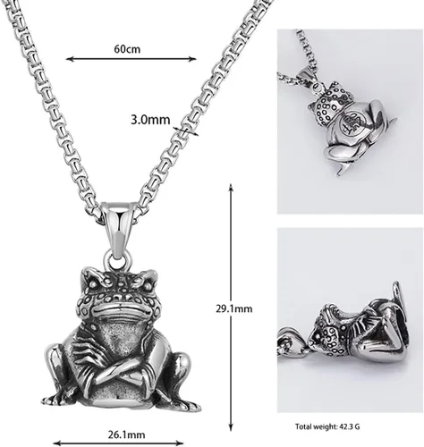 Vista 5 de FAZOVIN Collar de animales con colgante de águilaranabúhogatito con cadena de acero inoxidable de 23.6 pulgadas para hombres y mujeres