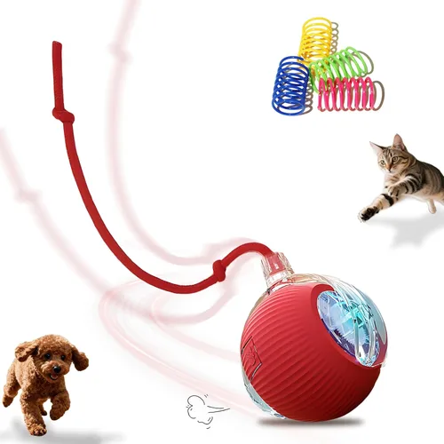 Vista 10 de Pelota interactiva de juguetes para gatos y perros de interior, juguete automático para gatos, rotación automática de 360°, evita obstáculos