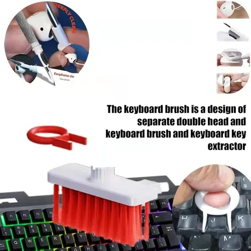 Vista 2 de ciciglow Limpiador de teclado de cepillo suave, kit de herramientas de computadora, cepillo limpiador de polvo 5 en 1 para computadora, teléfono