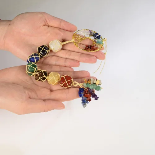Vista 8 de Adornos colgantes de cristal hechos a mano para ventana de coche, 7 chakras, decoración del hogar, Feng Shui, ornamento de yoga y meditación