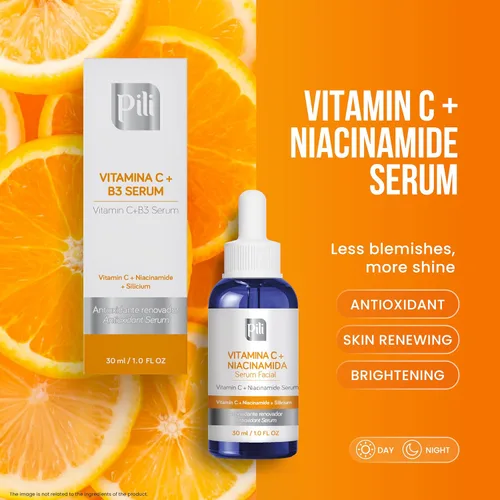 Vista 7 de Pili - Suero de vitamina C con niacinamida y silicio orgánico – Suero facial iluminador, hidratante y antienvejecimiento para todo