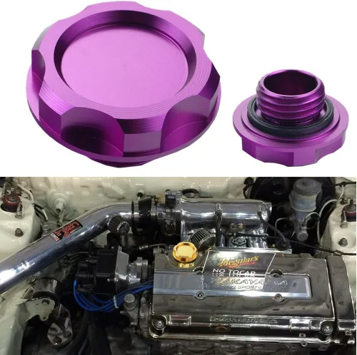 Vista 7 de Dewhel Tapa de Tanque de Llenado de Aceite de Motor Billet para Honda Acura Civic TL Color Negro