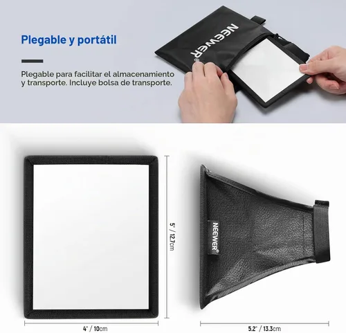Vista 8 de NEEWER Difusor de Flash Softbox de 5" x 4", Universal, Plegable con Bolsa de Almacenamiento Compatible con Canon Nikon Sony Godox Yongnuo NEEWER