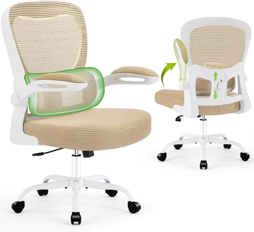 Vista 13 de AreShark Silla de oficina ergonómica, cómoda silla de escritorio con soporte lumbar ajustable, silla de computadora de malla con ruedas