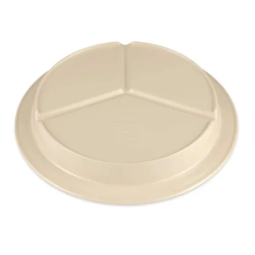 Vista 6 de G.E.T. CP-530-T Tan 9" 3-Compartment Plate, Break Resistant Dishwasher Safe Melamine Plastic, Supermel Collection (Pack of 12)