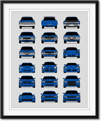 Vista 15 de Custom Car Posters Handmade Poster compatible with Dodge Evolution Print Wall Art Décor Best of Dodge Generations- Multi, 8x10 Metallic Print