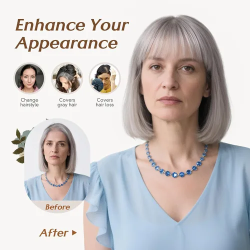 Vista 141 de Rich Choices Pelucas con topper de cabello para mujeres, cabello humano real 100% Remy, sin flequillo, para mujeres con adelgazamiento en la parte