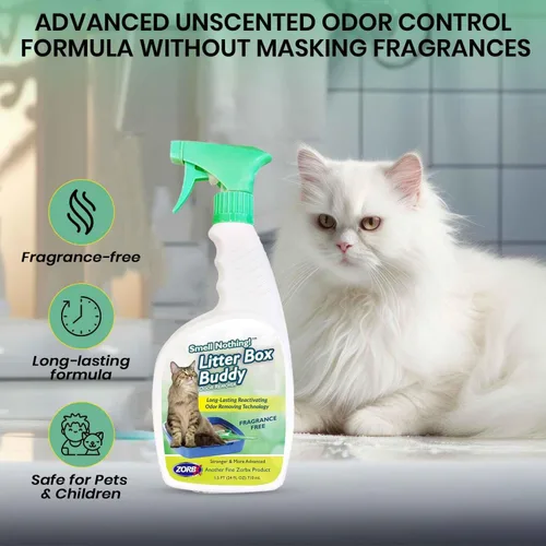 Vista 6 de ZORBX Desodorizador de arena para gatos sin perfume – Desodorizador de caja de arena para gatos de acción rápida y eficaz para un fuerte olor a