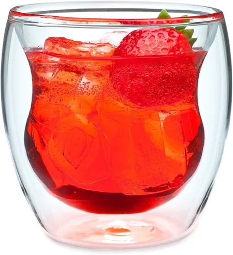 Vista 2 de Curva Artisan Series - Vasos y vasos de doble pared, juego de 4 vasos únicos de 8 onzas con aislamiento térmico