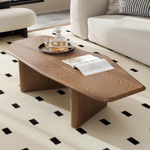 Vista 26 de KEVINSPACE W39.37 Mesa de centro ovalada para sala de estar Casa Moderna Mesa de café con diseño Patas de mesa de centro de madera Mesa de té 39.37