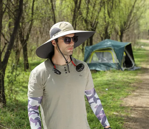 Vista 4 de Leotruny Sombreros de ala ancha para hombre UPF50+ sombrero impermeable transpirable para pesca, senderismo, camping