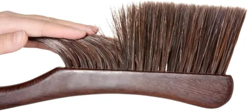 Vista 5 de Escoba de mano, escoba de mano para cepillo de cama, cepillo de pelo de caballo con mango de madera, cepillo de cama extendido, para automóvil