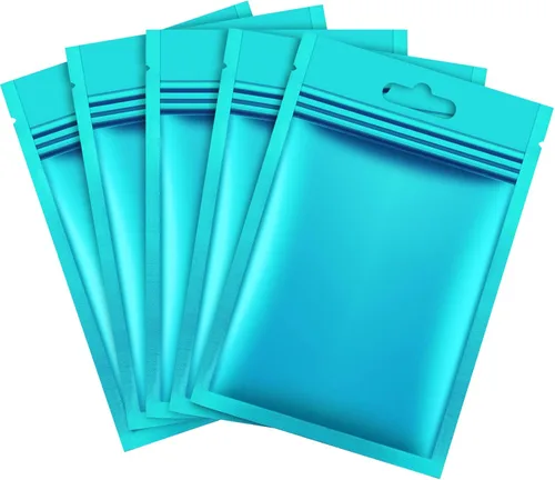 Vista 8 de 200 piezas de bolsas Mylar Zip Lock. Bolsas de papel de aluminio, plano metálico Mylar Foil plano, bolsas ZipLock de almacenamiento de alimentos.