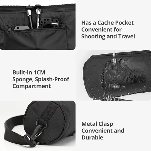 Vista 4 de AMBITFUL - Funda de transporte acolchada para trípodes ligeros Nailon impermeable, acolchado de espuma, correa ajustable, hebilla y cierre