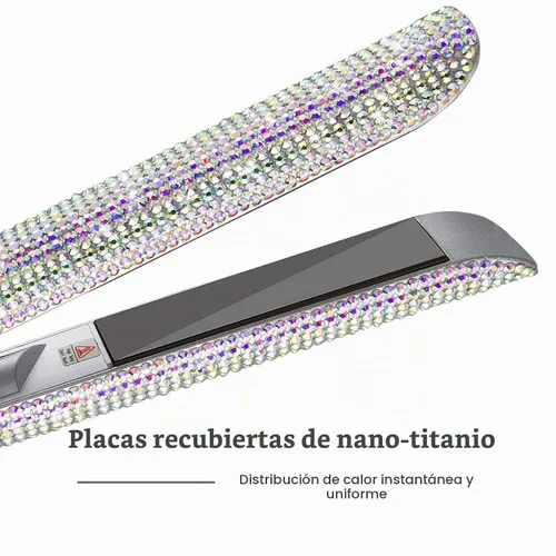 Vista 2 de DORISILK Plancha plana de titanio para cabello, plancha de pelo a alta temperatura de 480 °F, plancha aplanadora con diamantes de imitación Ab Shine