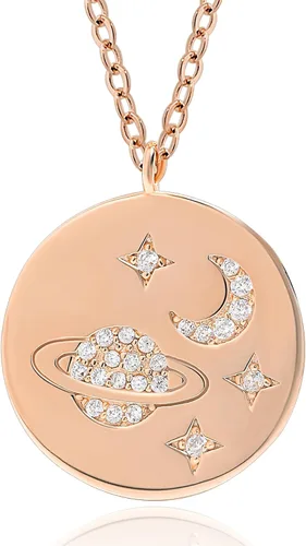 Vista 11 de Meissa Saturno - Collar para mujer de plata de ley 925 con dije de círculo de oro celestial, gargantilla de regalo para ella