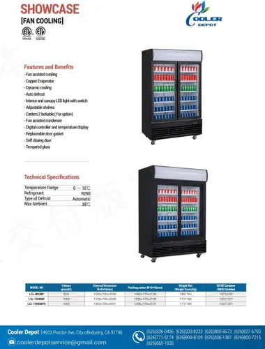 Vista 7 de Refrigerador comercial de vidrio de 2 puertas Merchandiser Display Refrigerador de bebidas Refrigerador de bebidas ETL, certificado NSF, 48
