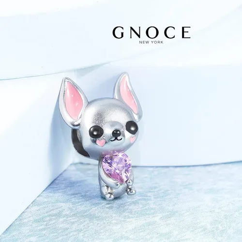 Vista 3 de GNOCE Abalorio de plata de ley con diseño de búho chihuahua, corazón de búho, pulsera o collar para mujeres, niñas, esposa e hija