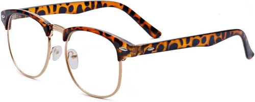 Vista 11 de gafas con lentes transparentes de cuerno lustrado medio marco clásicos, retro, vintage Oro