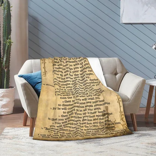 Vista 6 de Manta de salmo 91, regalos cristianos (50 x 40 pulgadas), manta religiosa, suave, ligera, acogedora manta de felpa cálida para mujeres y hombres